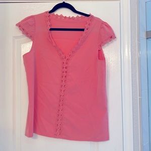 Hot light pink top with laces